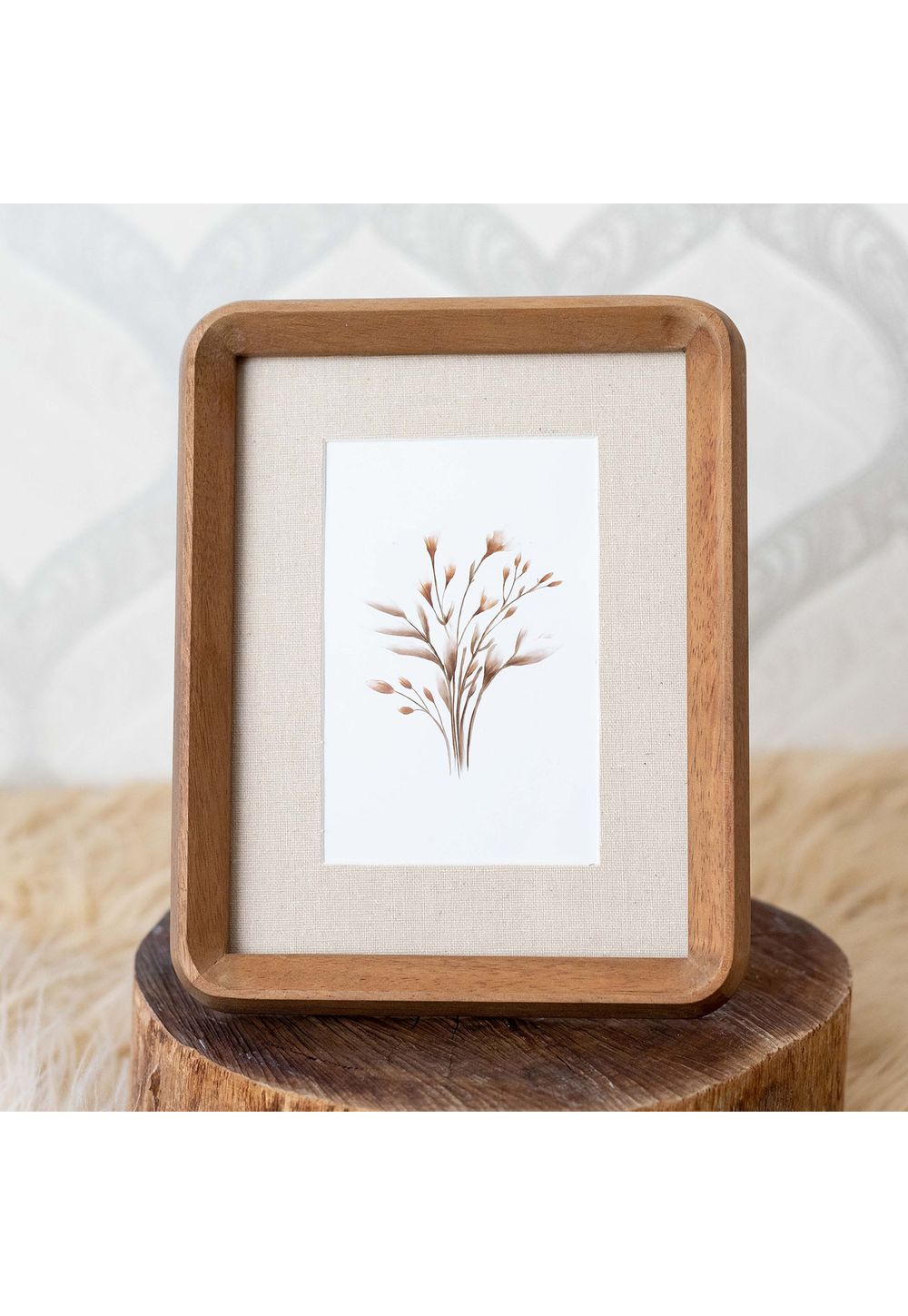 Porta‑Retrato em Madeira e Linho 10x15 – Elegância Natural e Textura Sofisticada