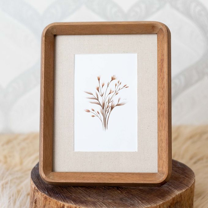 Porta‑Retrato em Madeira e Linho 10x15 – Elegância Natural e Textura Sofisticada - 1