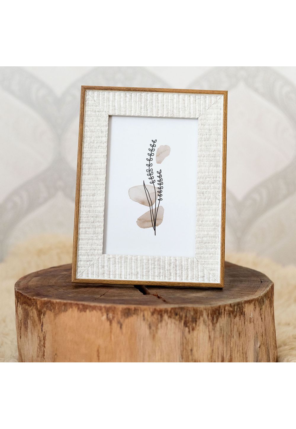 Porta‑Retrato Madeira Off‑White 10x15 – Estilo Neutro e Elegância Natural