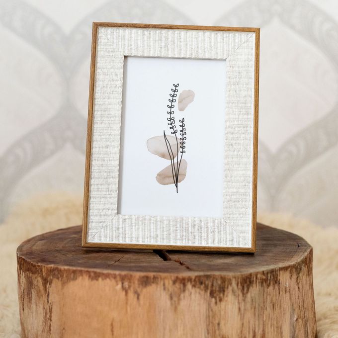 Porta‑Retrato Madeira Off‑White 10x15 – Estilo Neutro e Elegância Natural - 1